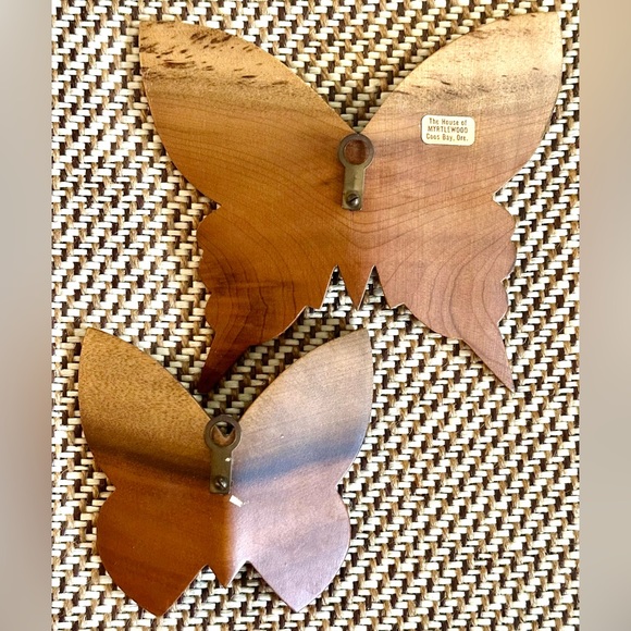 2 Vintage Carved Myrtlewood Carved Butterfly Set Mid Century Modern from Oregon - Picture 10 of 10